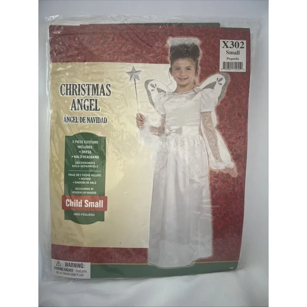 Christmas Angel Child Small 4-6 Star Mesh Bell Sleeves‎ Wings Costume